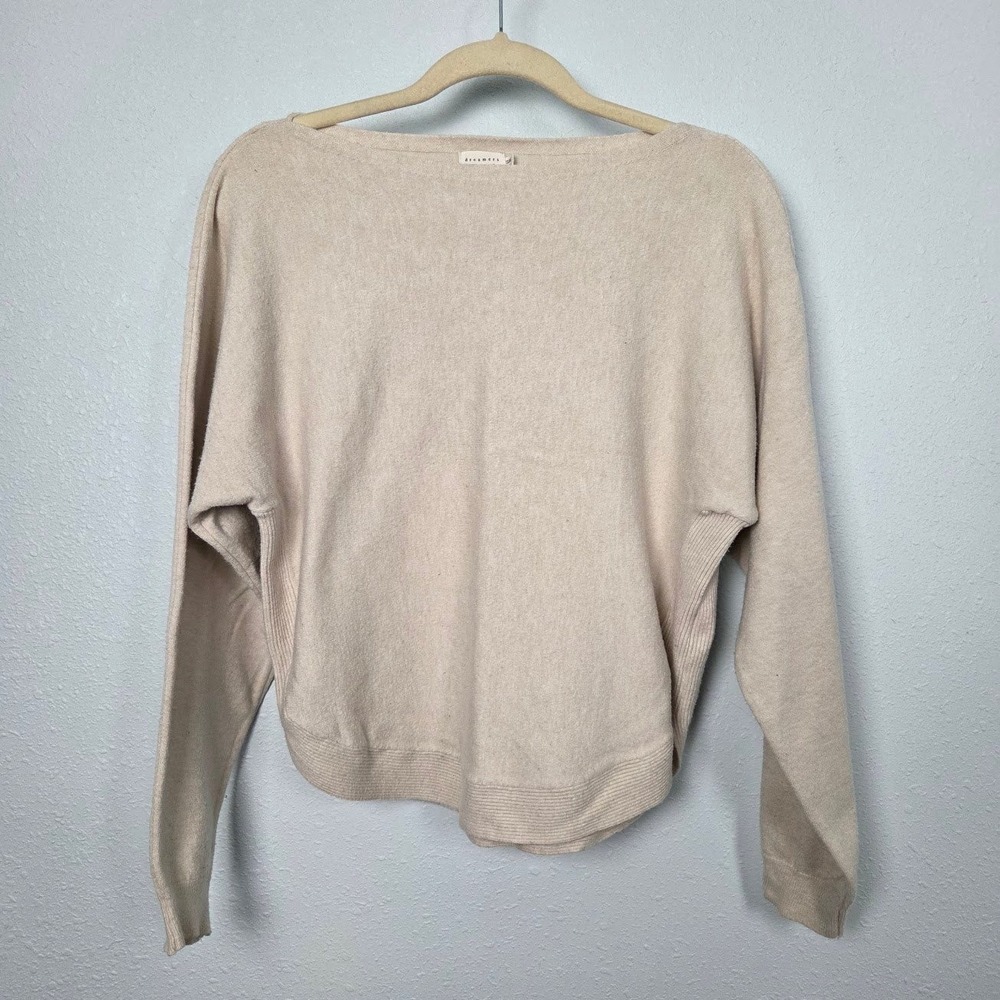 Sweater Dreamers by Debut Womens Small Tan Open Knit Long Sleeve Pullover